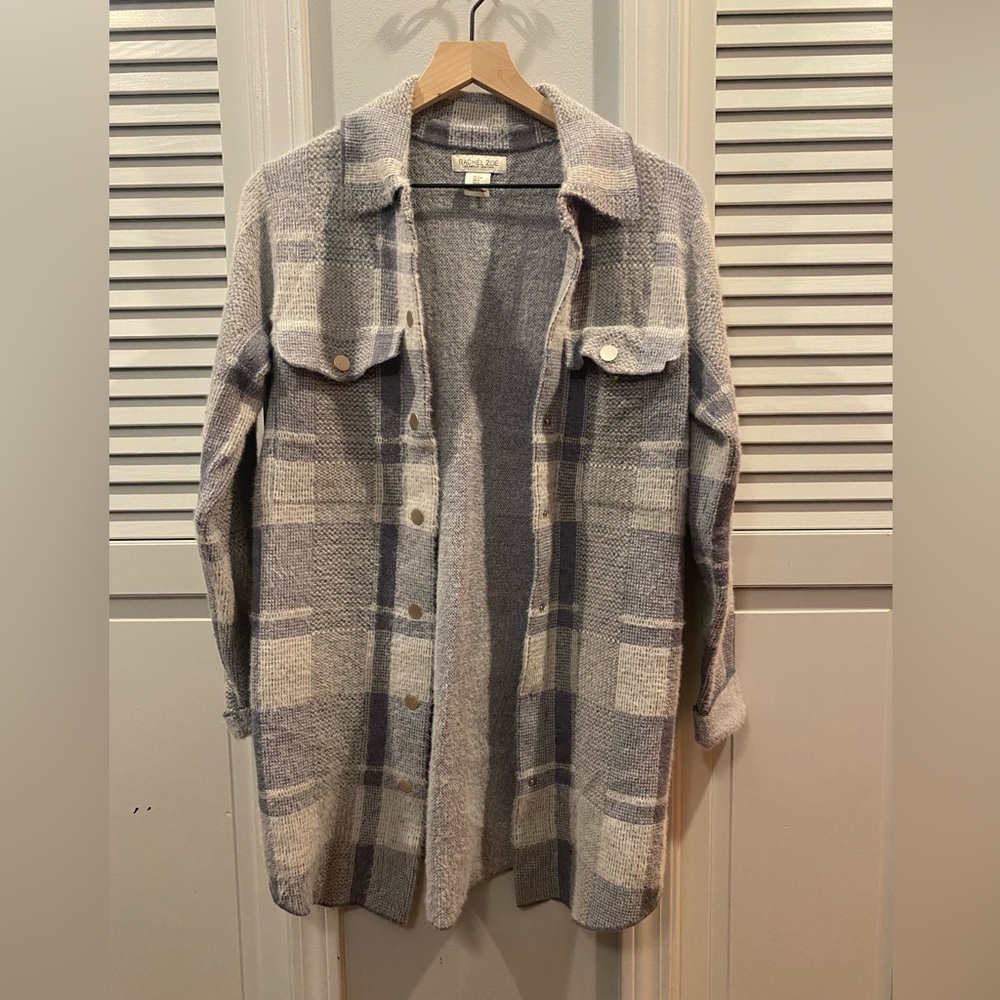 Rachel Zoe gray plaid shacket